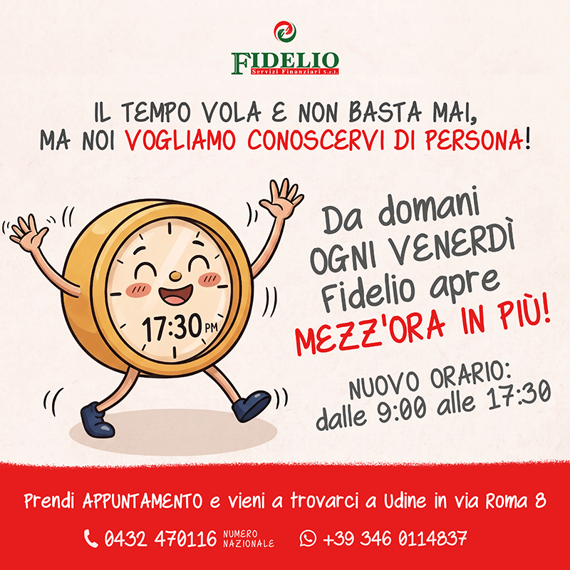 Nuovi orari Fidelio servizi finanziari Udine